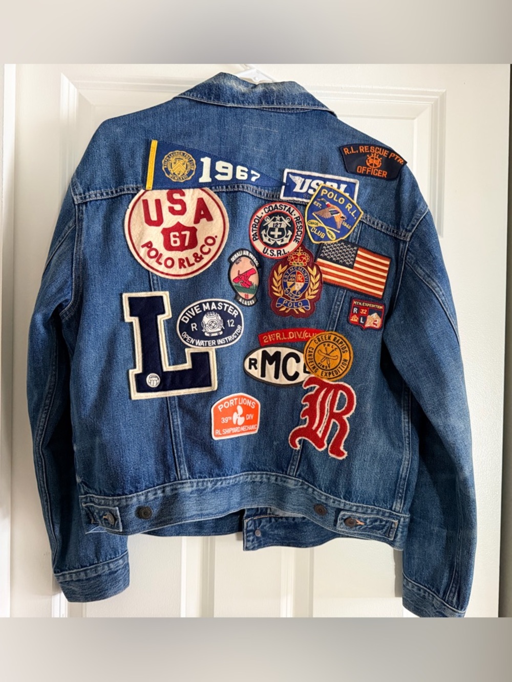 Polo Ralph Lauren Vintage Denim Jacket with Patches, Women’s L